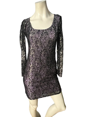 Vintage 80's bodycon mini lace dress JUMP S