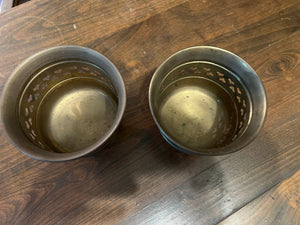 vintage brass heart vases 2