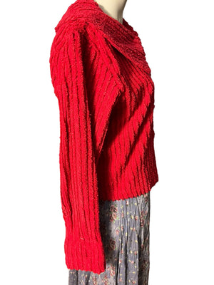 Vintage red chenille jacket M Peaches