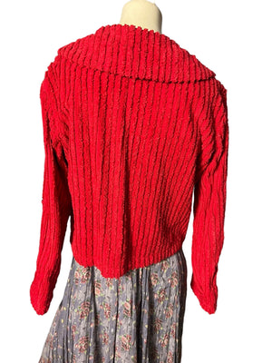 Vintage red chenille jacket M Peaches