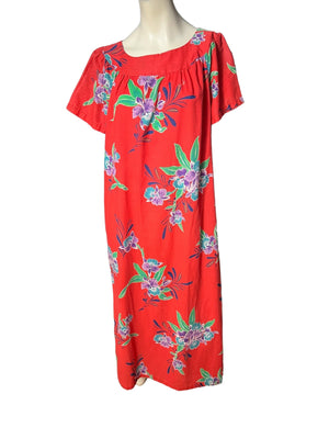 Vintage 70's Hawaiian caftan dress M Hedy Lin
