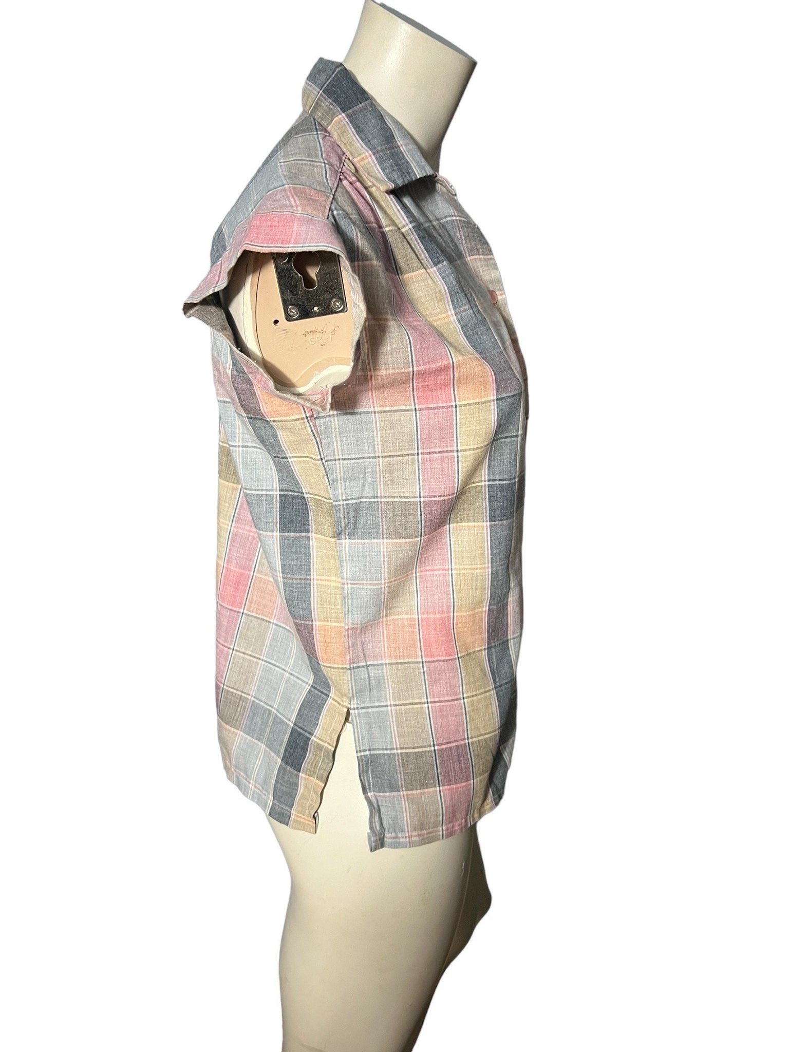 vintage 80's blouse plaid S M