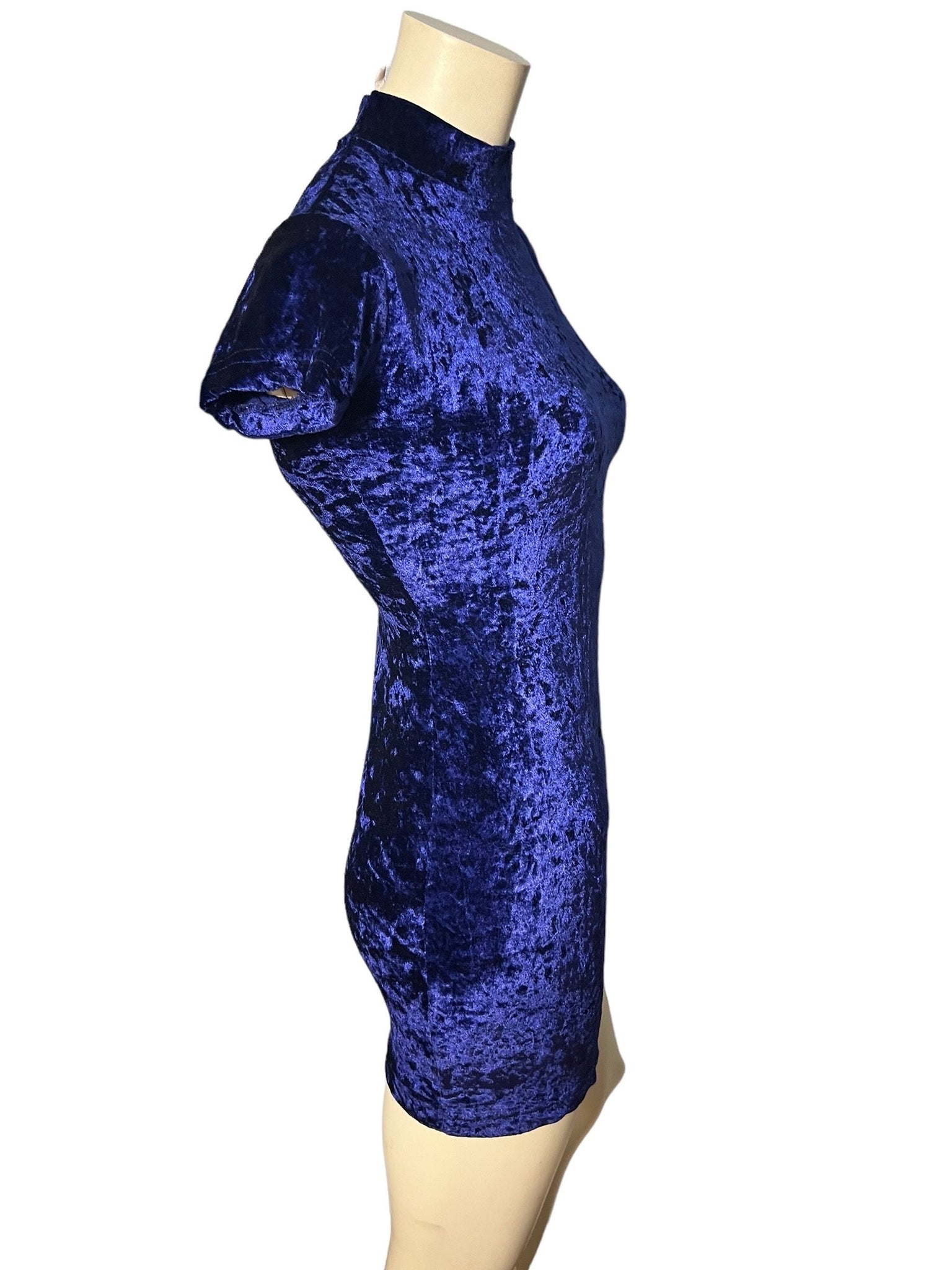 vintage 80's blue bodycon mini dress S Exit