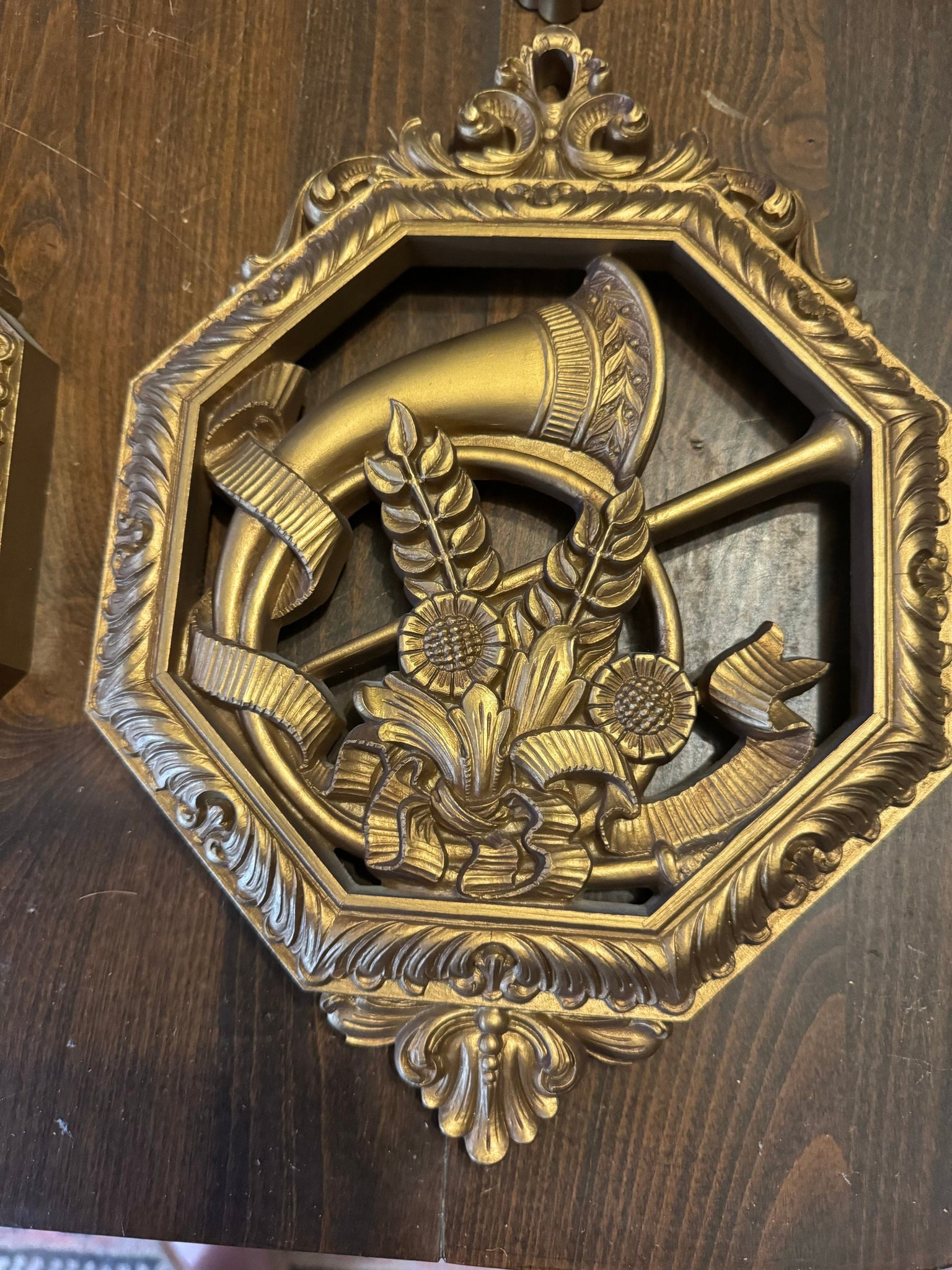 Vintage gold MCM musical wall plaques