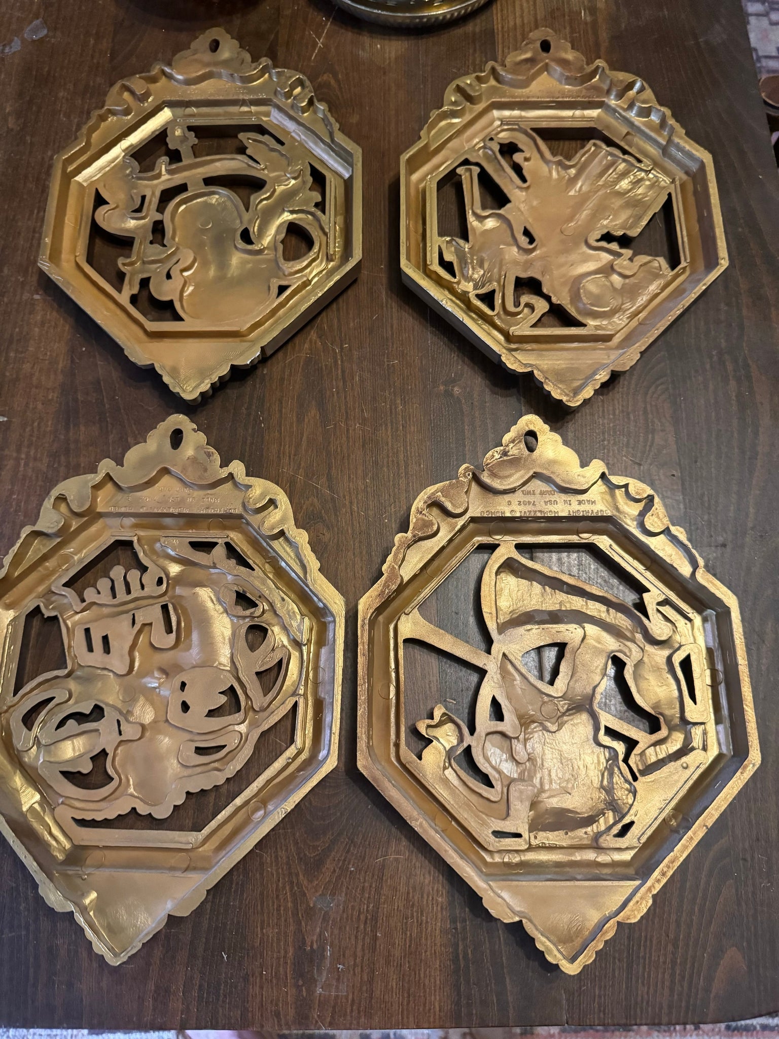 Vintage gold MCM musical wall plaques
