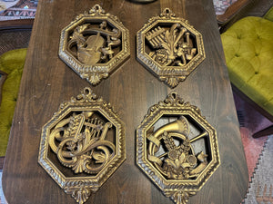Vintage gold MCM musical wall plaques