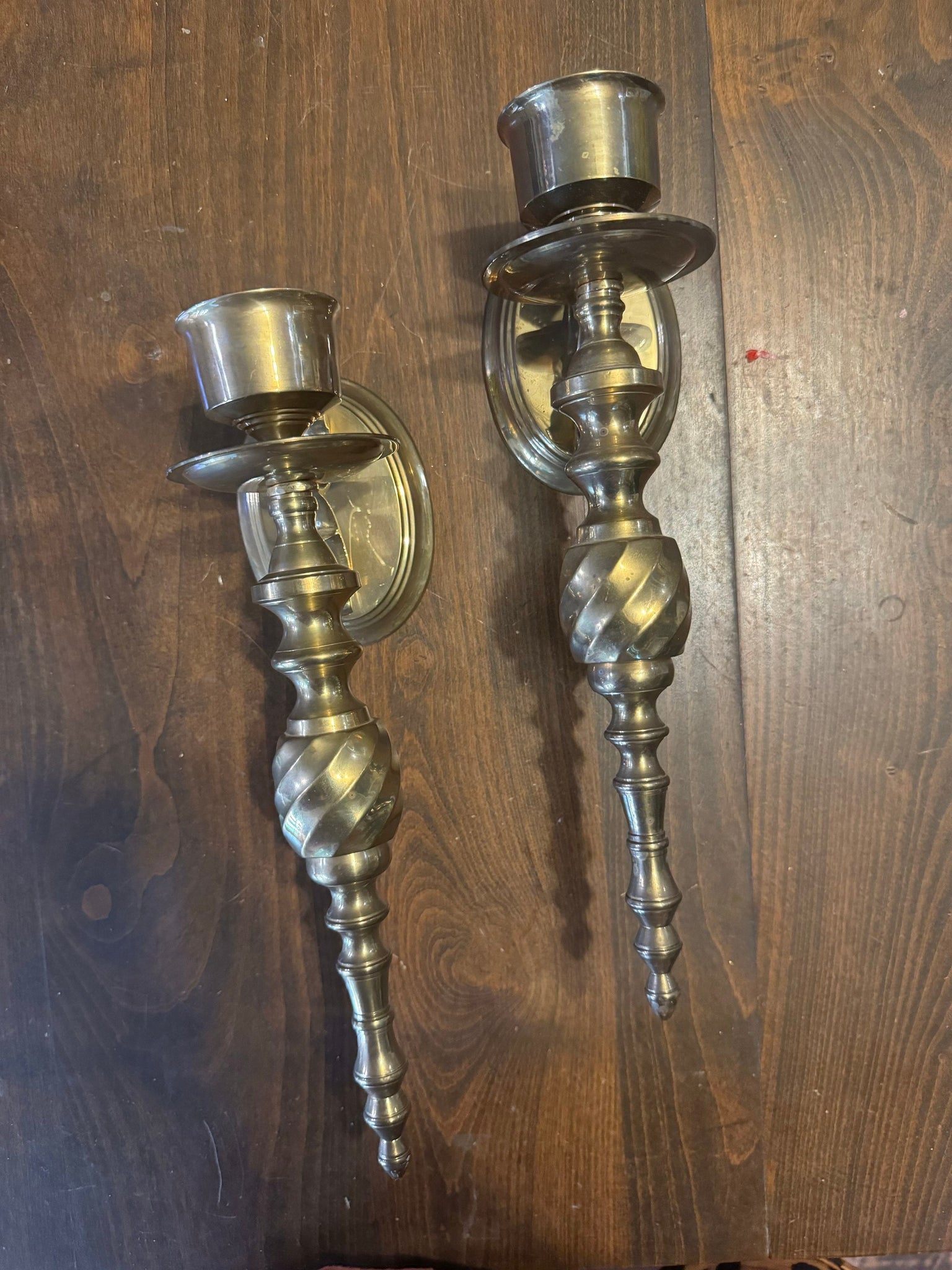 Vintage large brass wall sconces