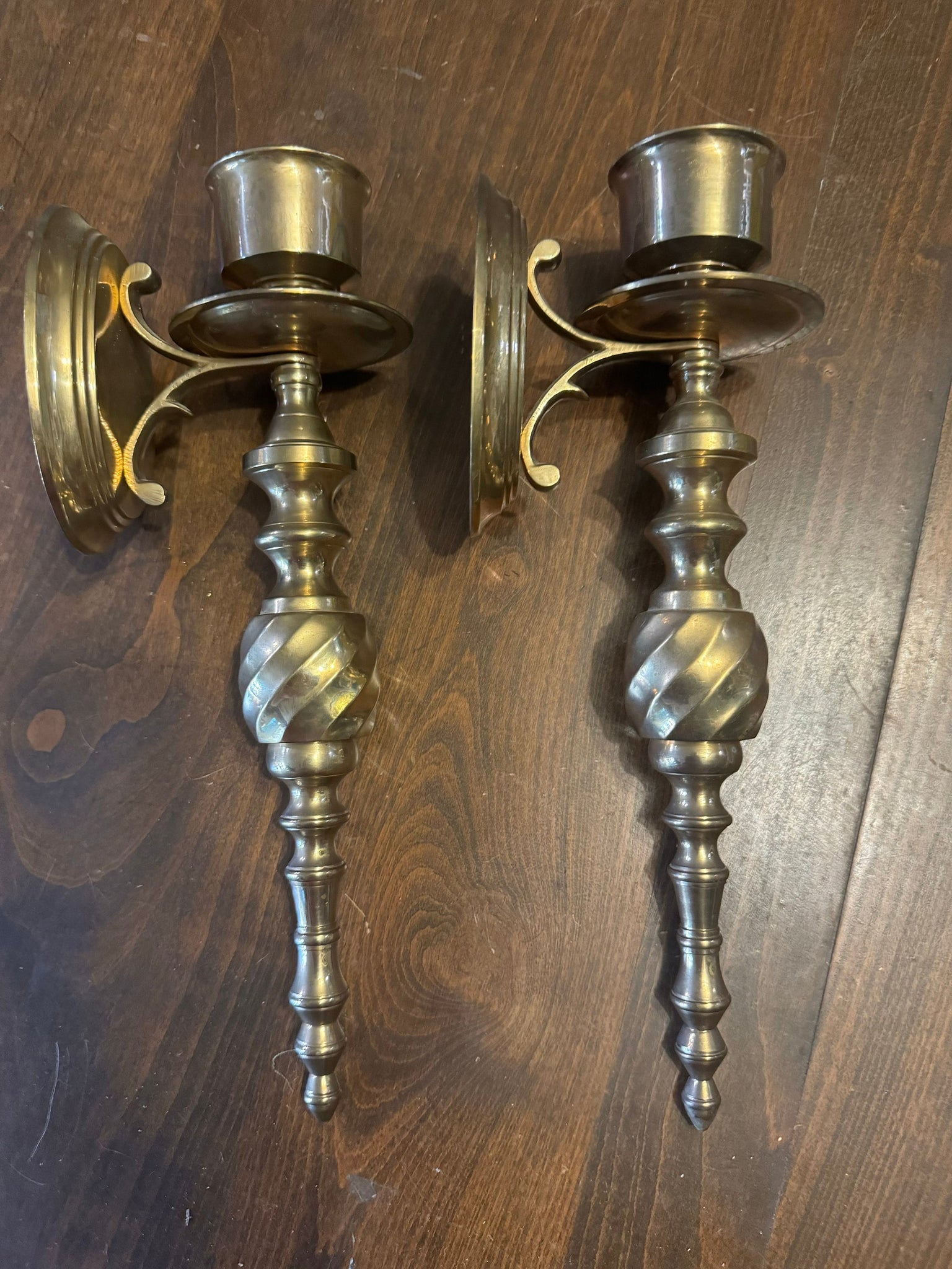 Vintage large brass wall sconces