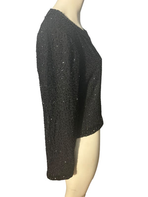 Vintage black bead jacket XL Laurence Kazar