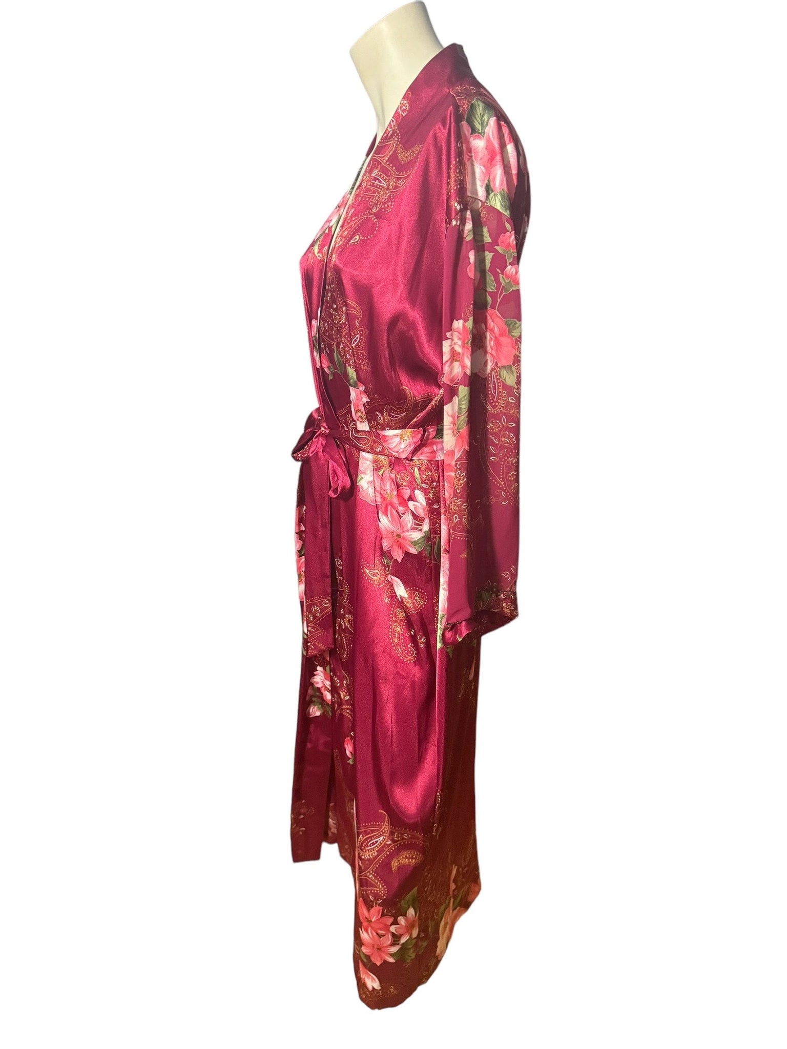 Vintage 80’s robe pink floral S California Dynasty