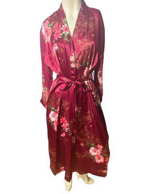 Vintage 80’s robe pink floral S California Dynasty