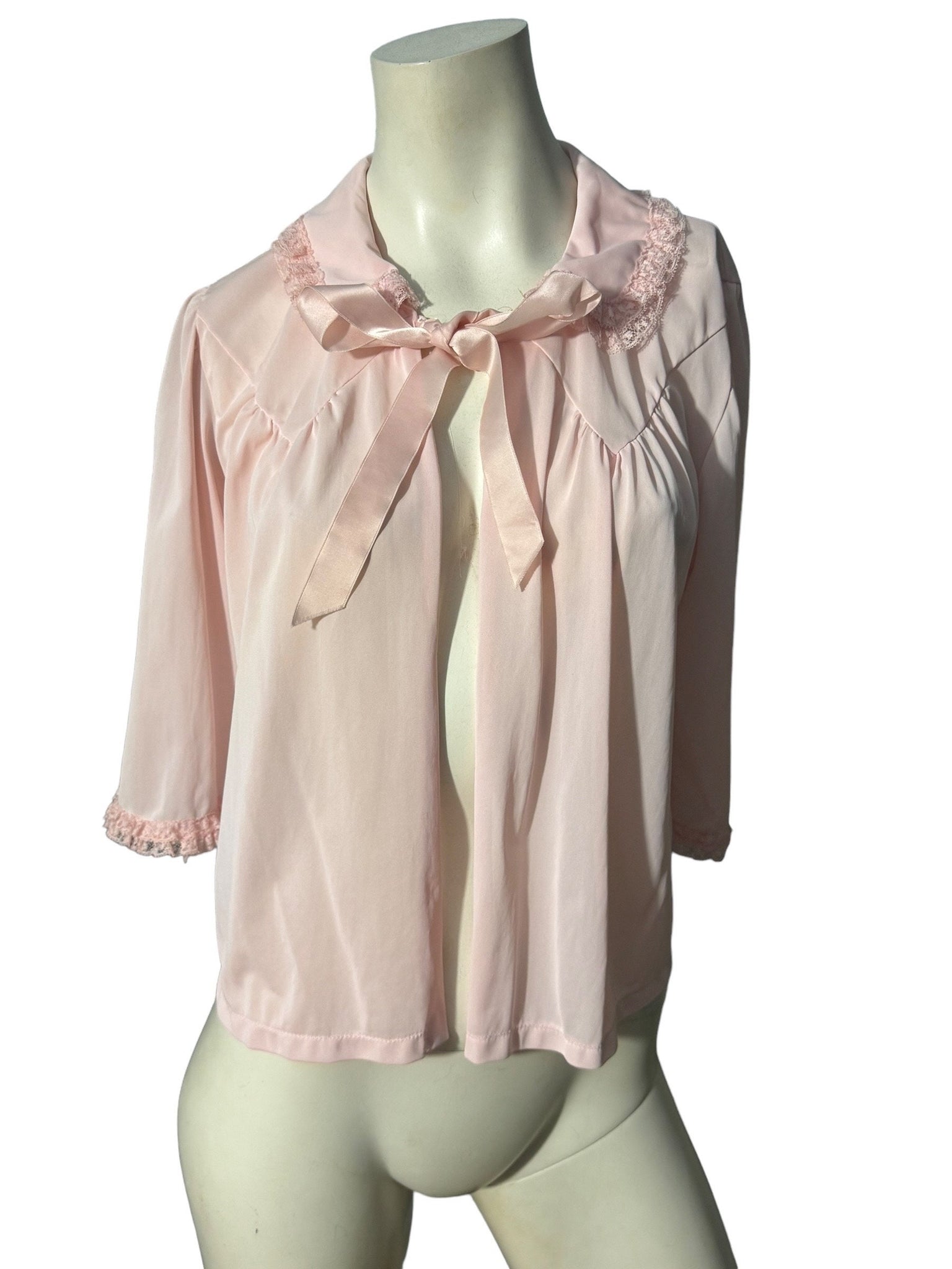 Vintage short pink bed jacket L Shadowline