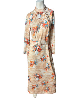 vintage 70's kimono maxi dress M L
