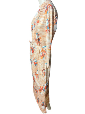 vintage 70's kimono maxi dress M L