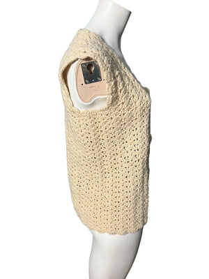 Vintage 70's crochet vest tie front M L