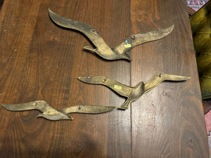 Vintage MCM Brass bird wall art