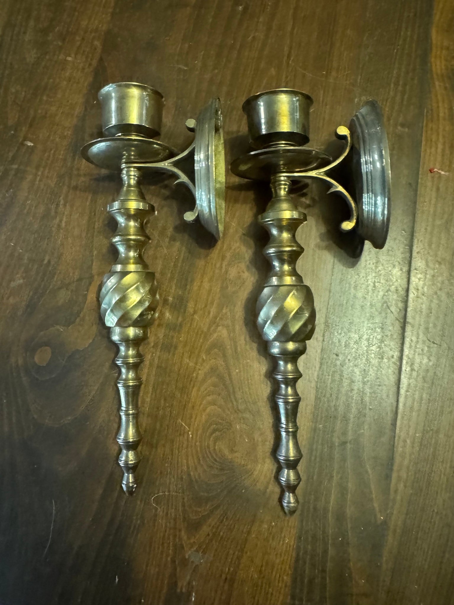 Vintage large brass wall sconces
