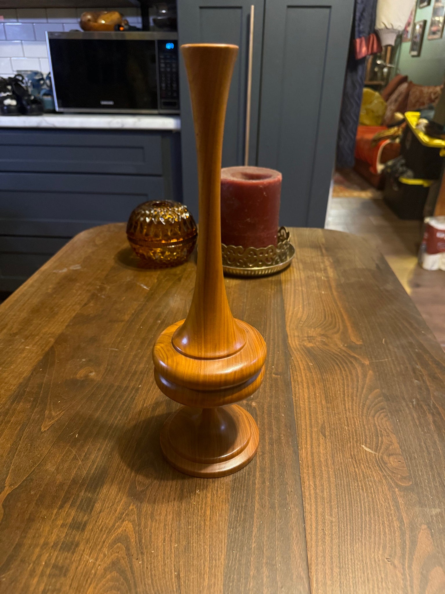Vintage MCM wood vase