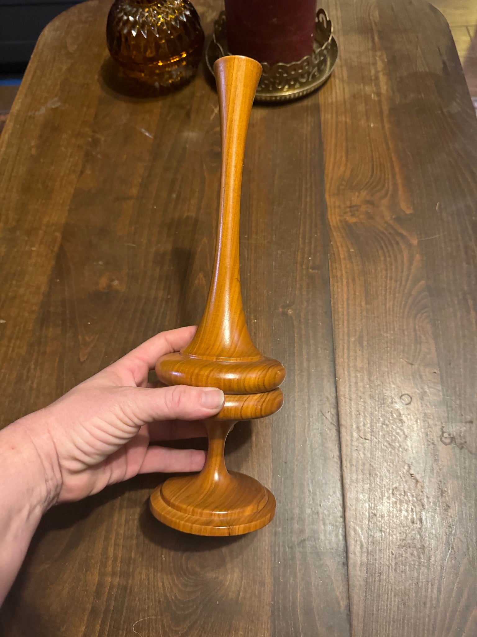 Vintage MCM wood vase