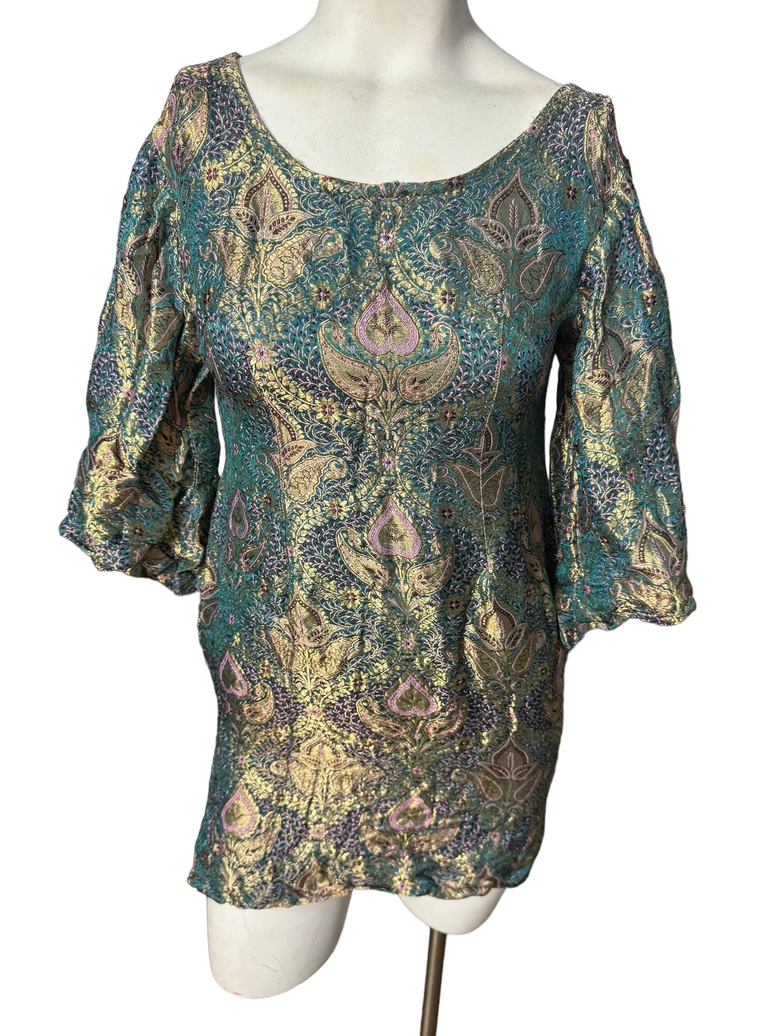 Vintage 70's brocade mini dress S