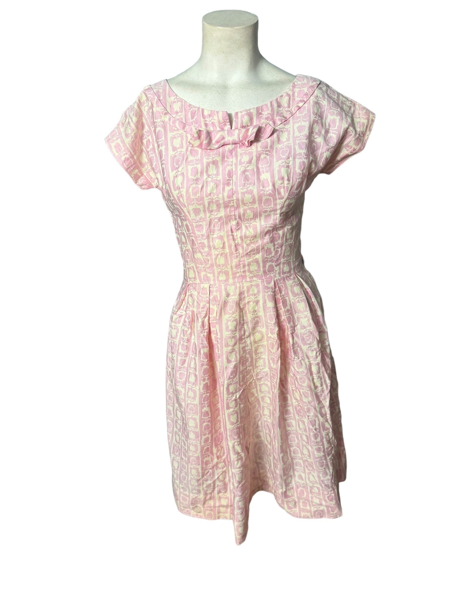 Vintage 50's pink cotton day dress S