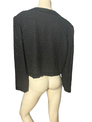 Vintage black bead jacket XL Laurence Kazar