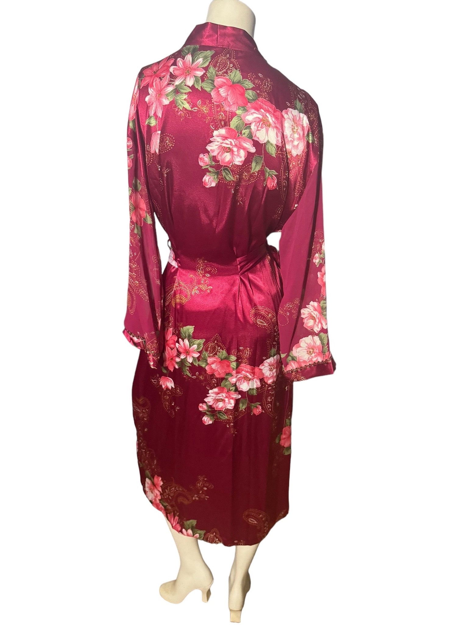 Vintage 80’s robe pink floral S California Dynasty