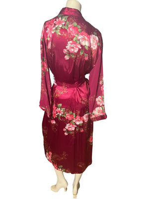 Vintage 80’s robe pink floral S California Dynasty