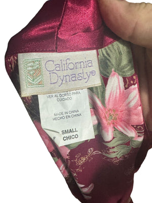 Vintage 80’s robe pink floral S California Dynasty