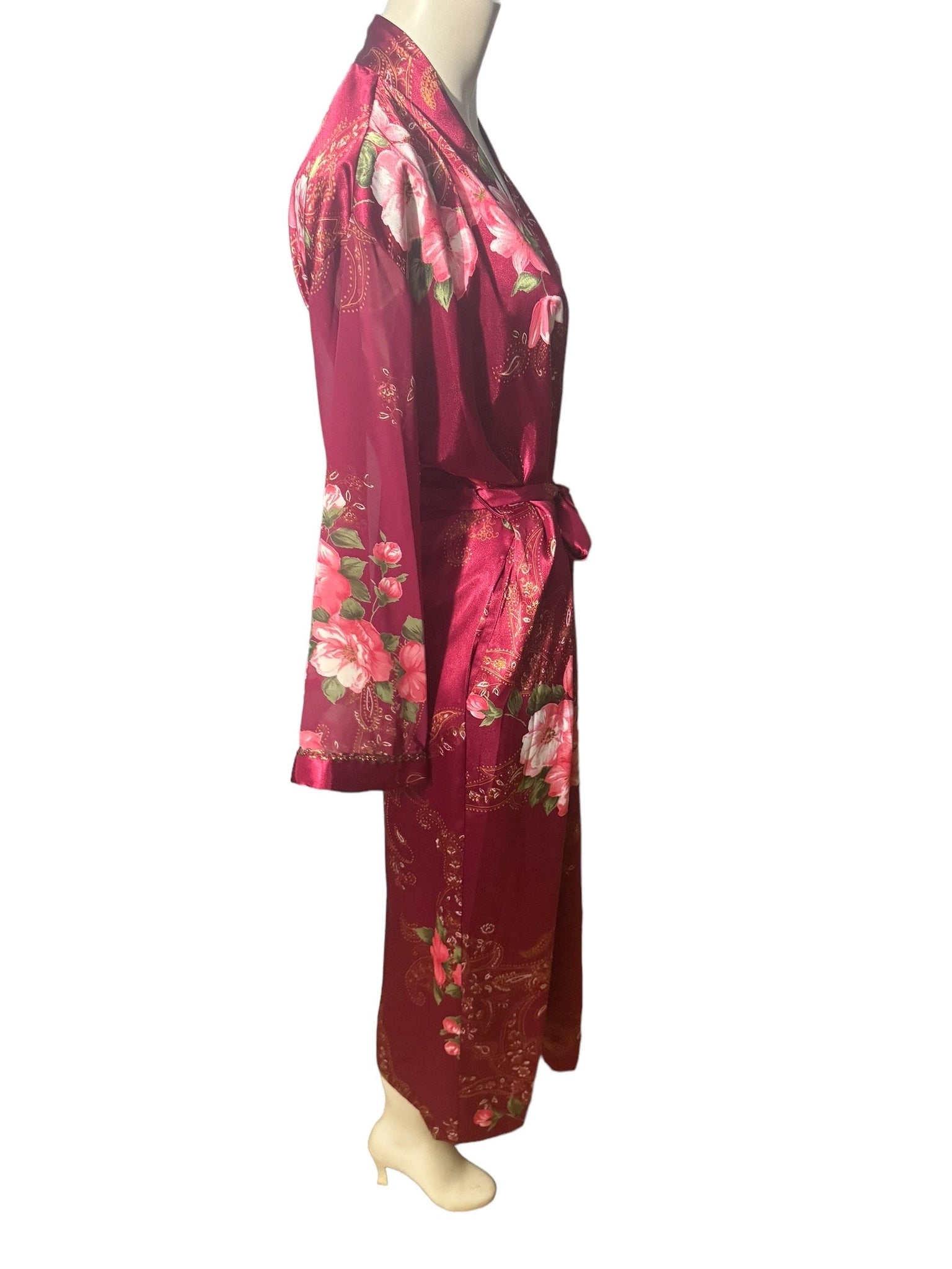 Vintage 80’s robe pink floral S California Dynasty