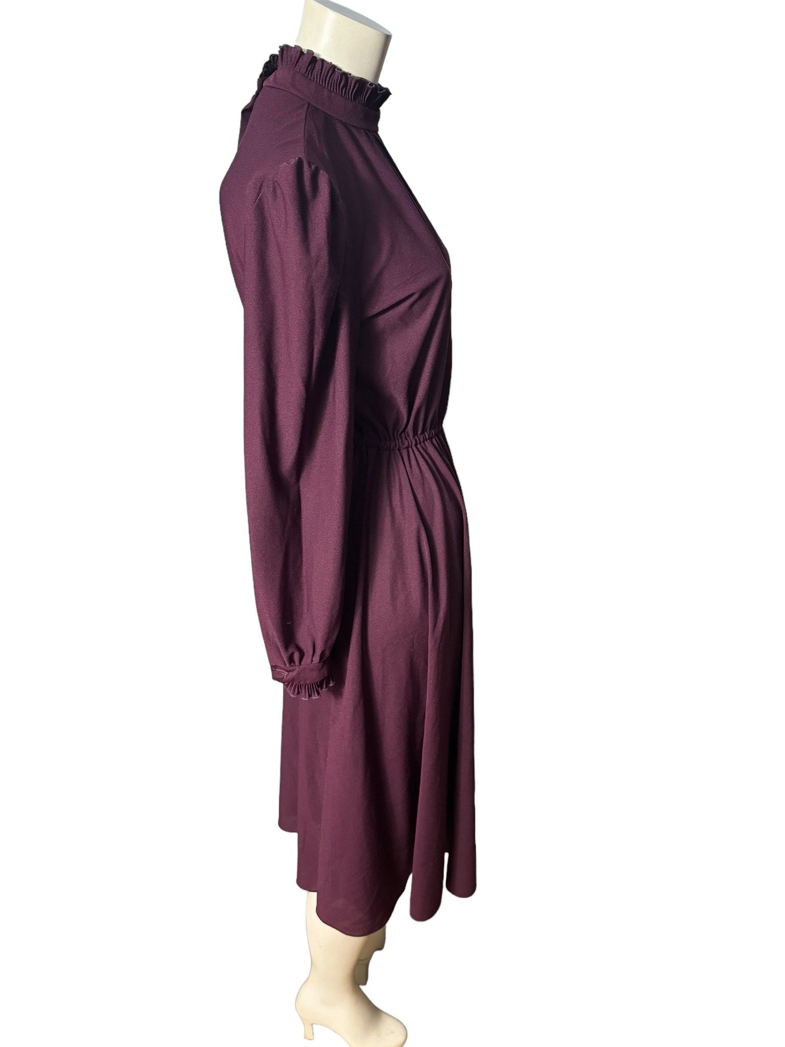 Vintage purple 70's full skirt dress M