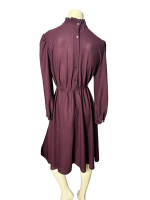 Vintage purple 70's full skirt dress M