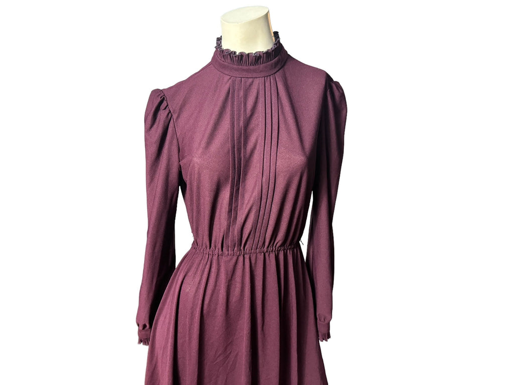 Vintage purple 70's full skirt dress M