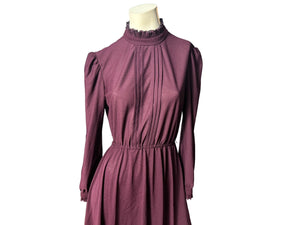 Vintage purple 70's full skirt dress M