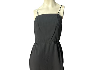Vintage 60's black rayon sheath dress M