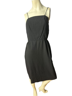 Vintage 60's black rayon sheath dress M