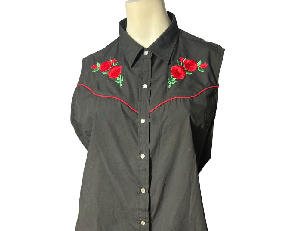 Vintage women's black western shirt XL ELY