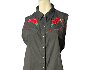 Vintage women's black western shirt XL ELY
