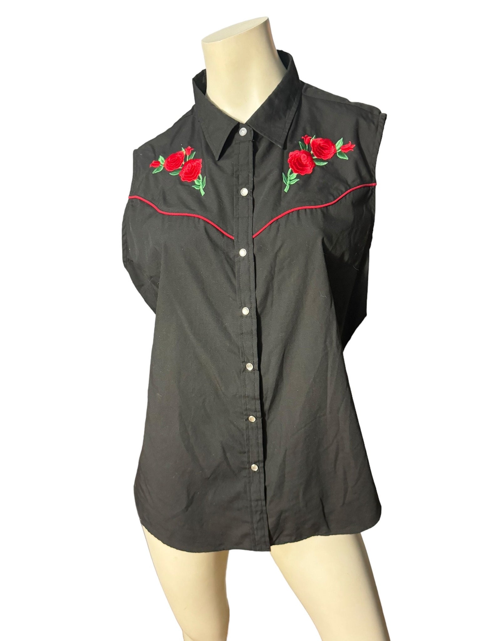 Vintage women's black western shirt XL ELY