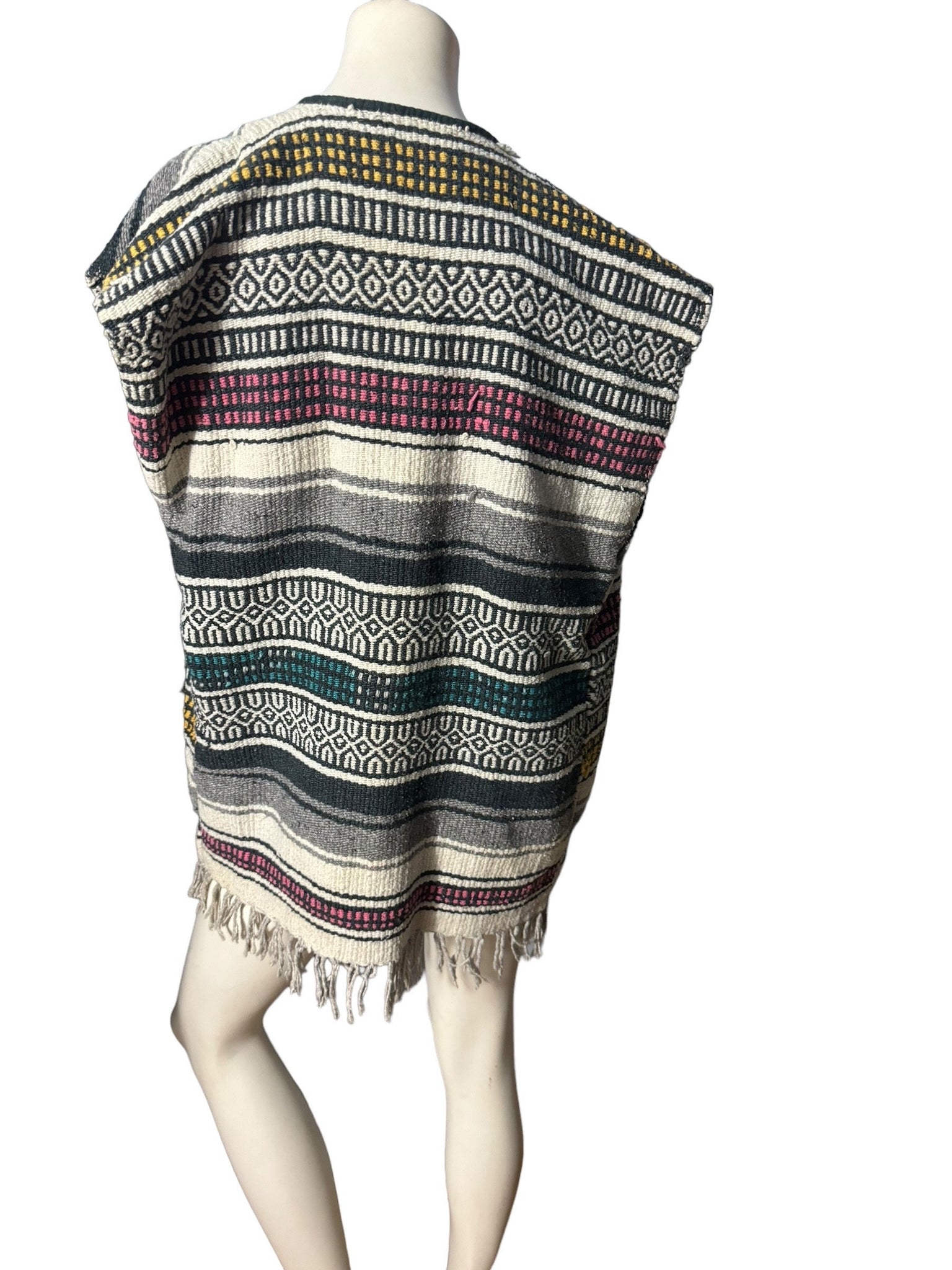 Vintage woven rug vest L