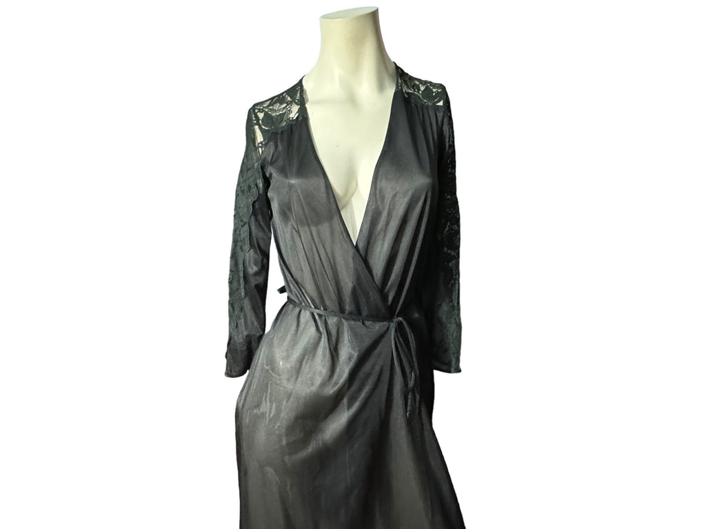 Vintage 70's Sears black robe XS