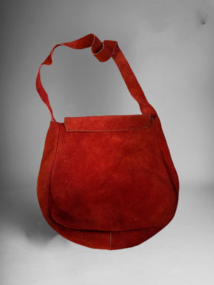 Vintage 70’s red suede handbag purse