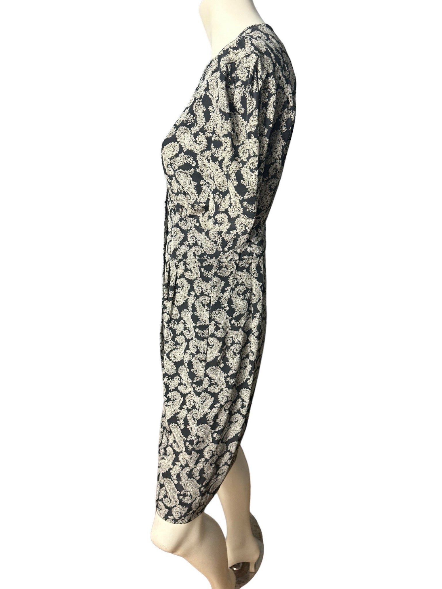 Vintage 80's black paisley dress 6 Liz Claiborne
