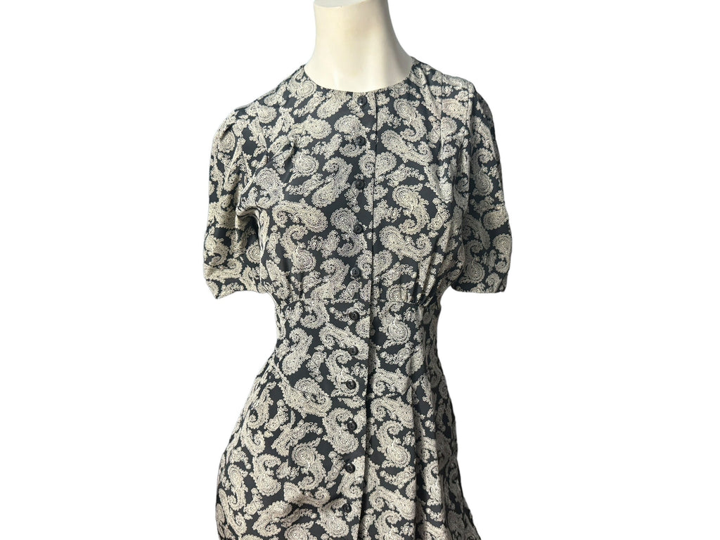 Vintage 80's black paisley dress 6 Liz Claiborne