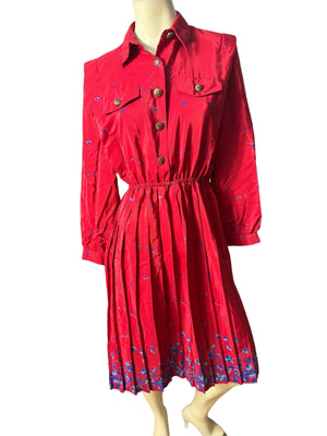 Vintage 80's red dress 8 Pet Leslie Fay