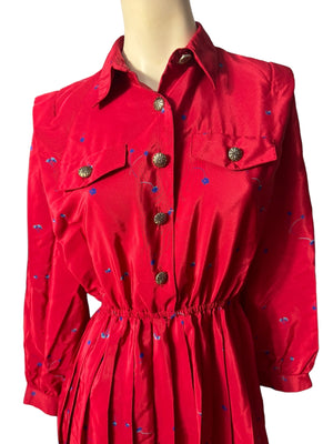 Vintage 80's red dress 8 Pet Leslie Fay