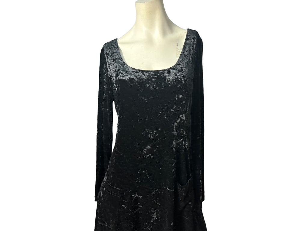 Vintage 90's black velvet mini dress M