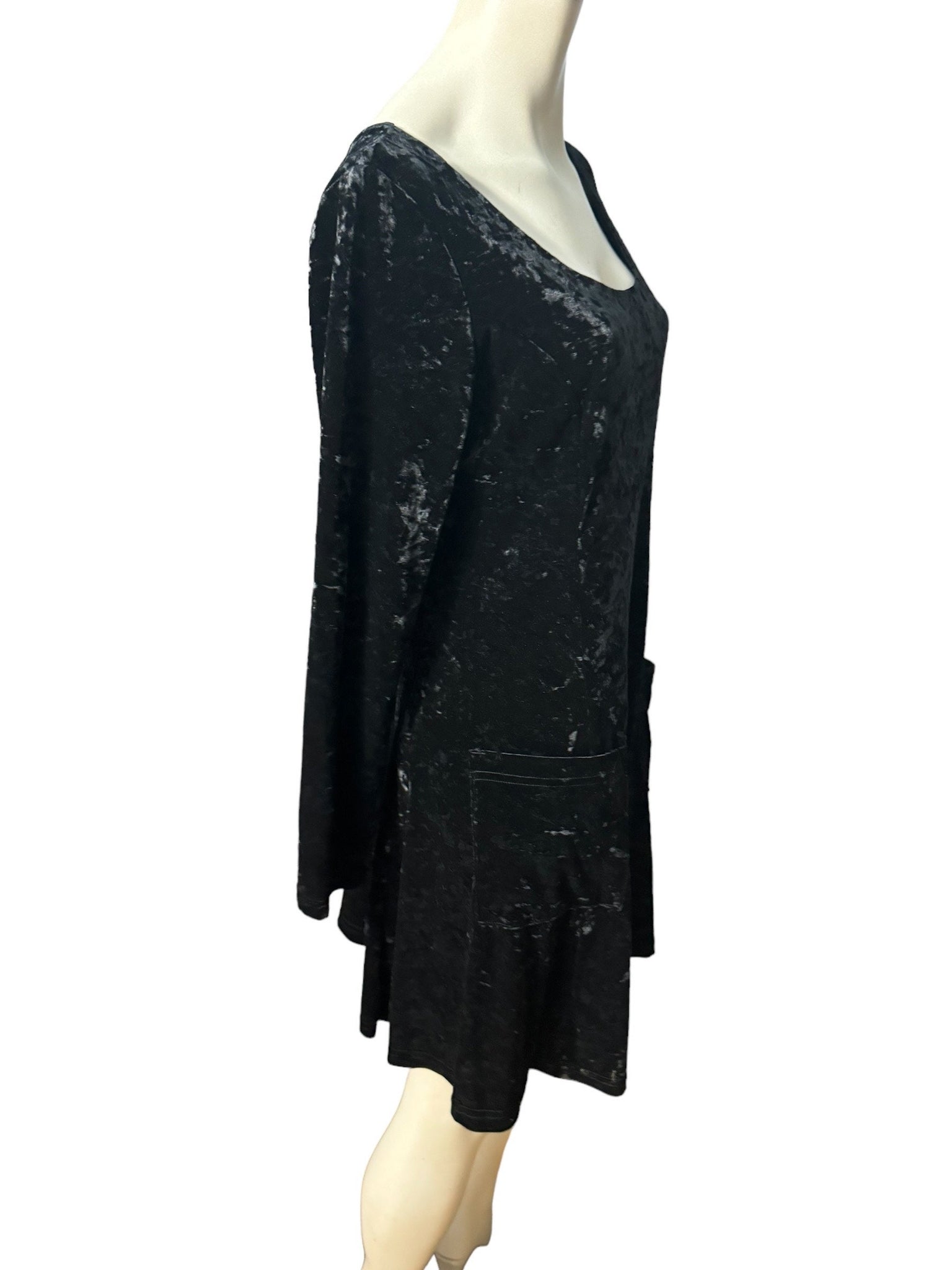 Vintage 90's black velvet mini dress M