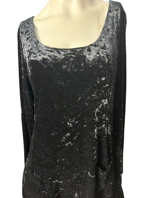 Vintage 90's black velvet mini dress M