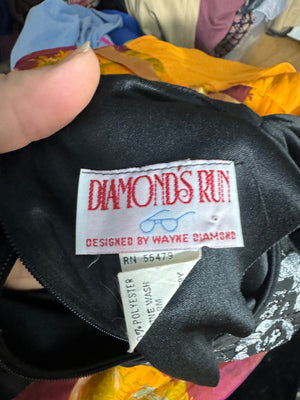 Vintage 80's black & silver dress M Diamond's Run